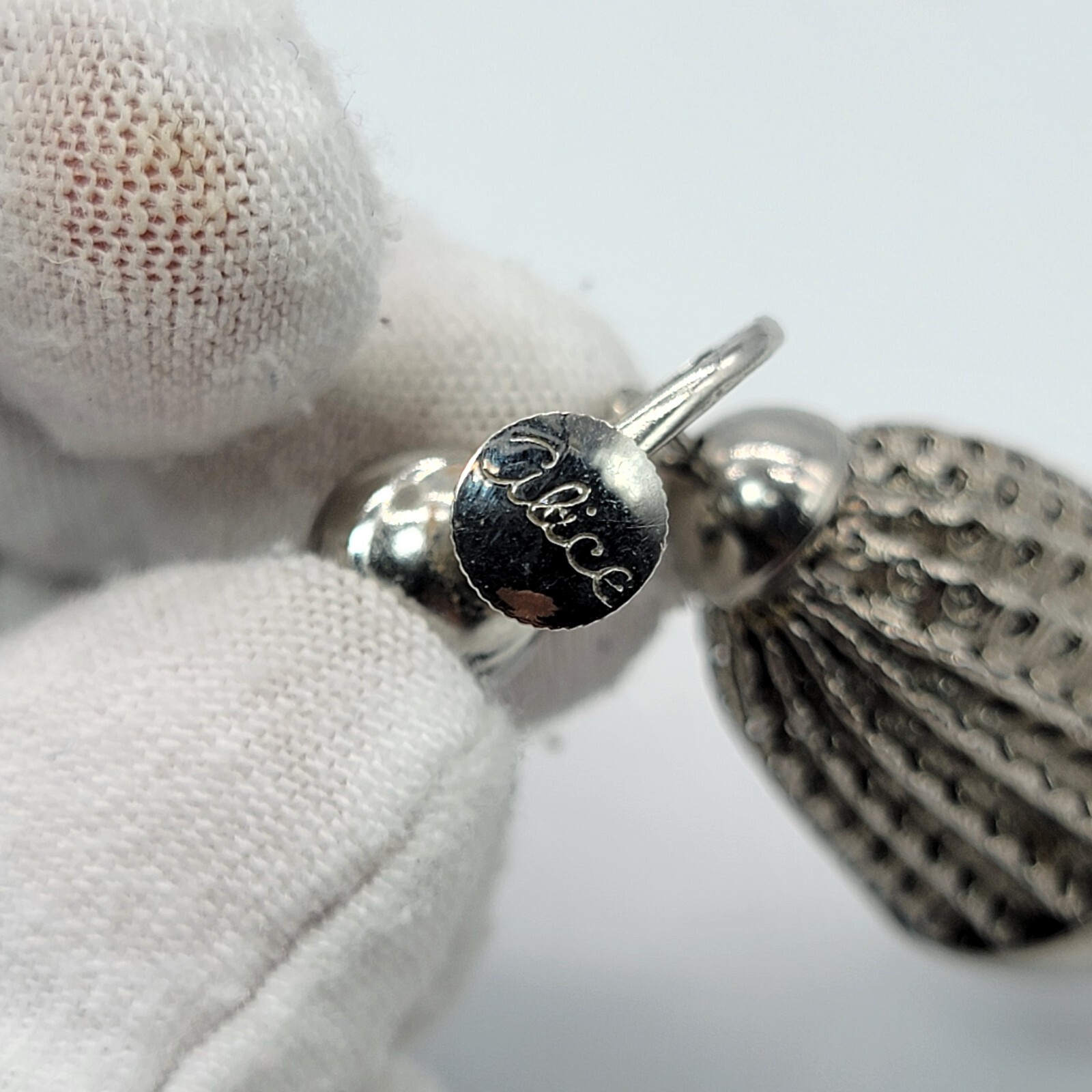 Alice Teardrop Dangle Silver Tone Earrings