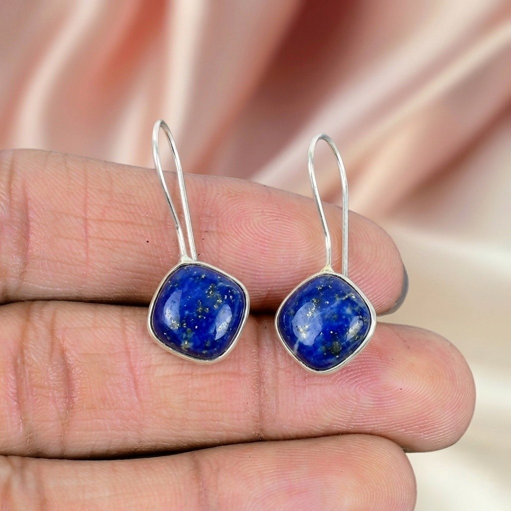 Lapis Lazuli Silver Earring 925 Sterling Silver Handmade Earring Silver Earring