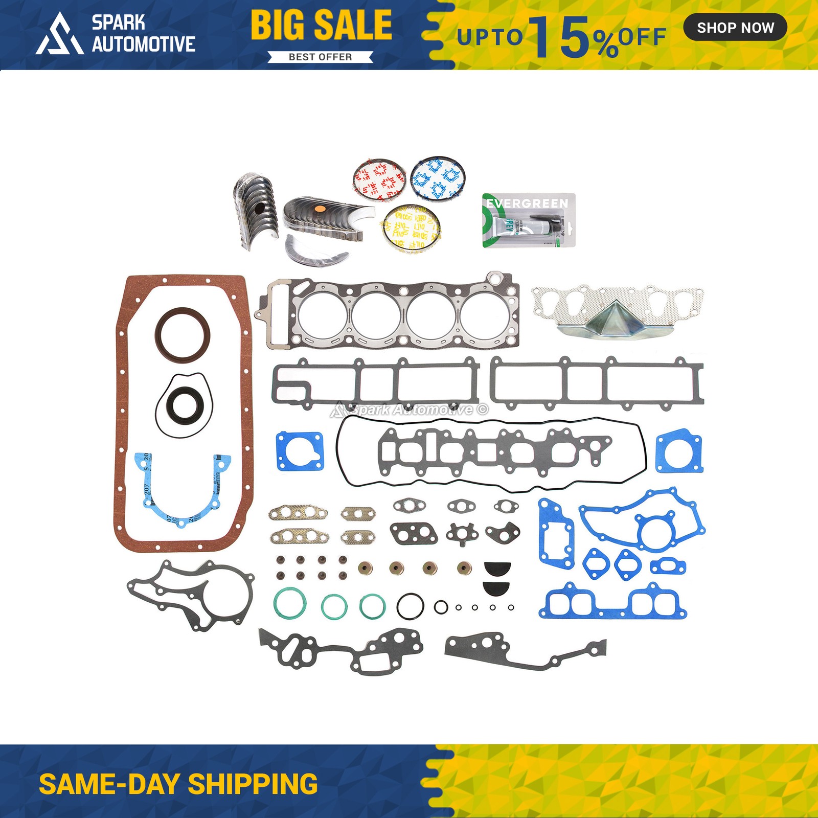 Full Gasket Set Bearings Rings Fit 85-95 Toyota 4Runner Pickup Celica 22R 22RE