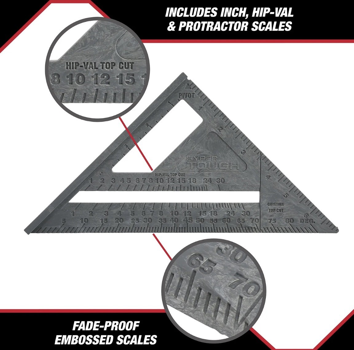 7” Rafter Square Carpenter Framing Triangle Measuring Tool Grey