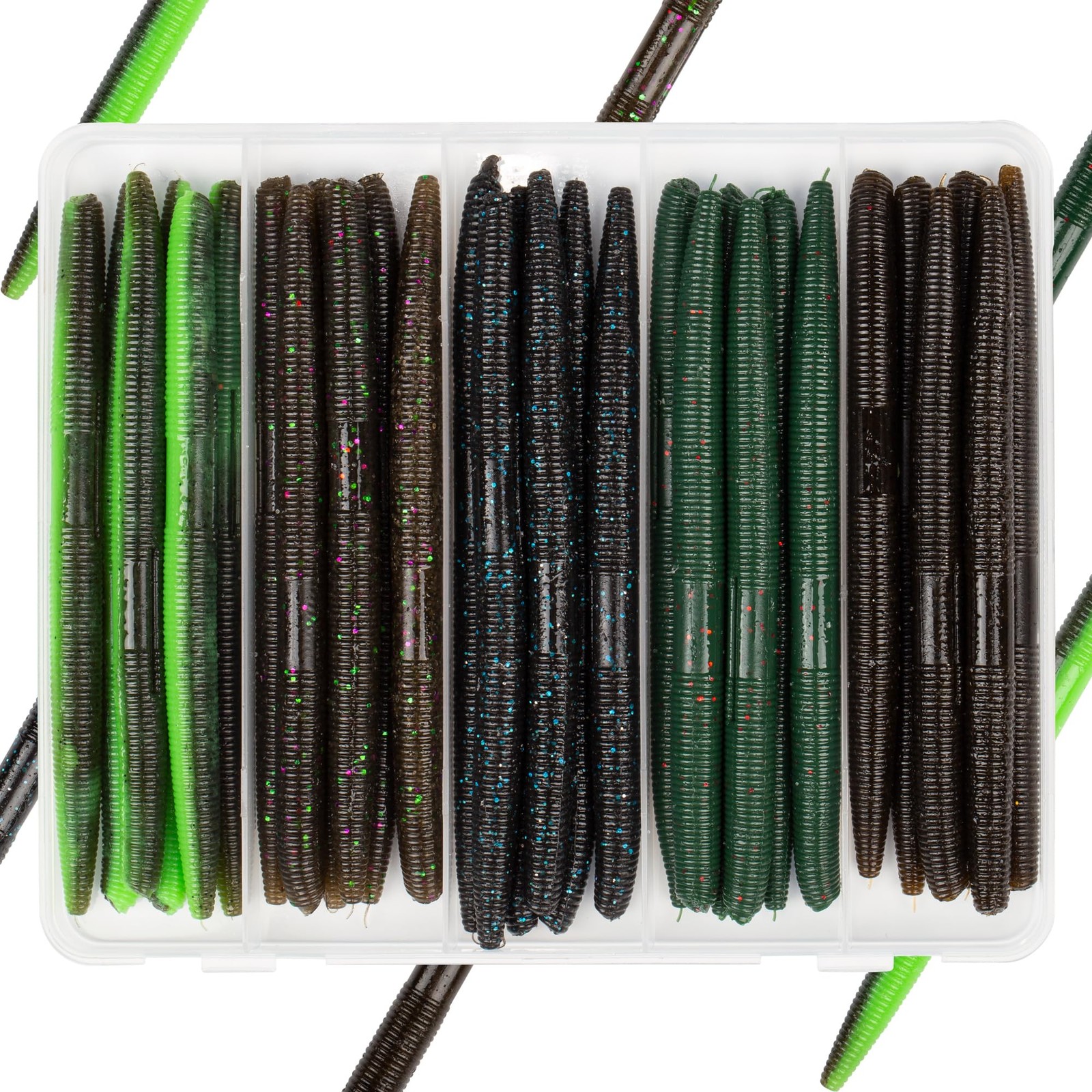 Rubber Worms Senkos 4" 5" Salt Impreatation Soft Plastic Lures Kit Bass Fishing