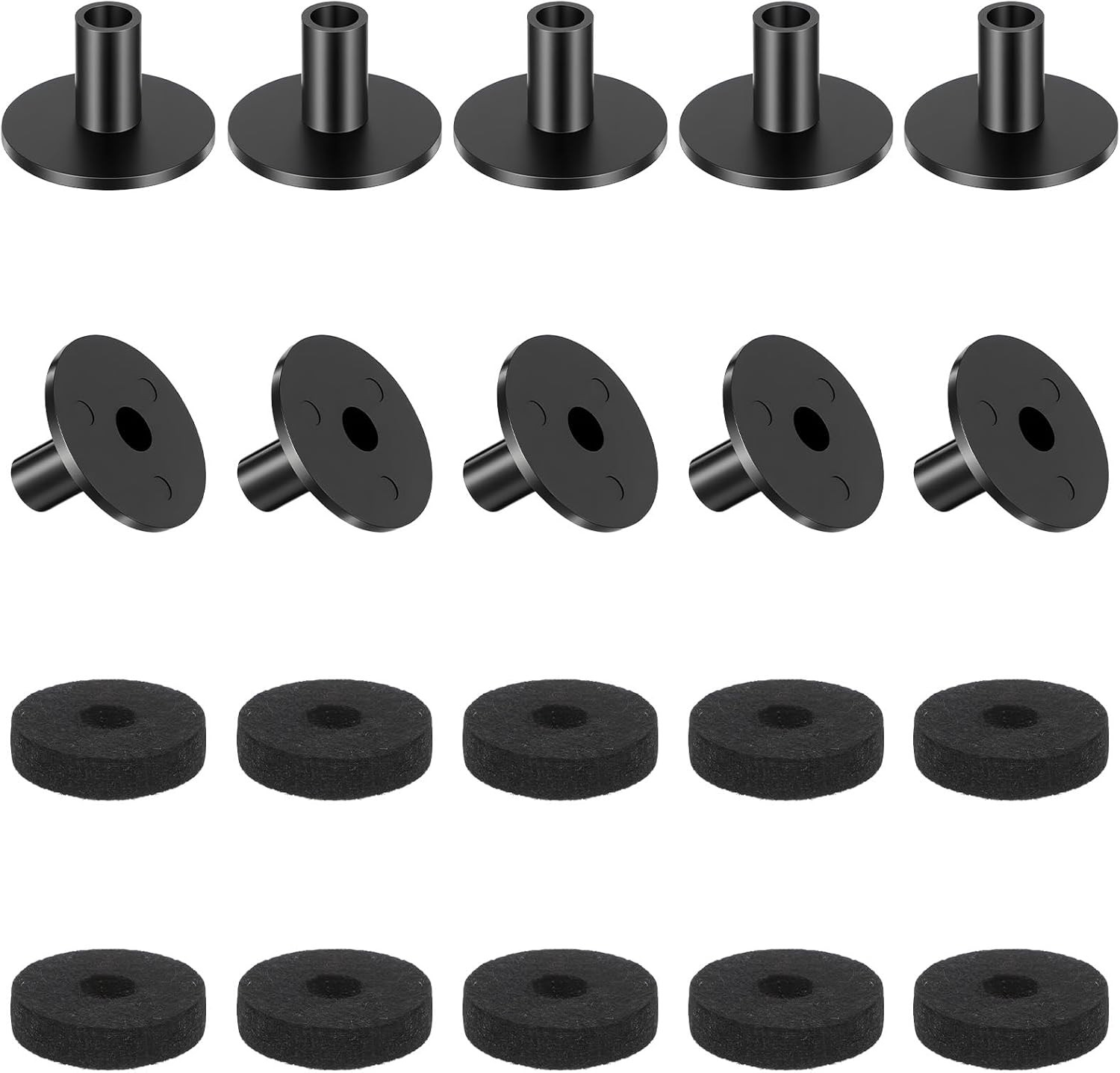 20 PCS Black Cymbal Stand Sleeves and Felts Set, 10 Pieces round Soft Standard S