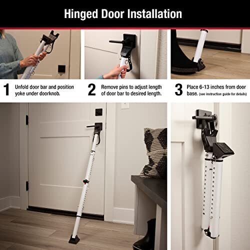 Master Lock Compact Door Stopper Folding Security Bar, Adjustable for Hinged