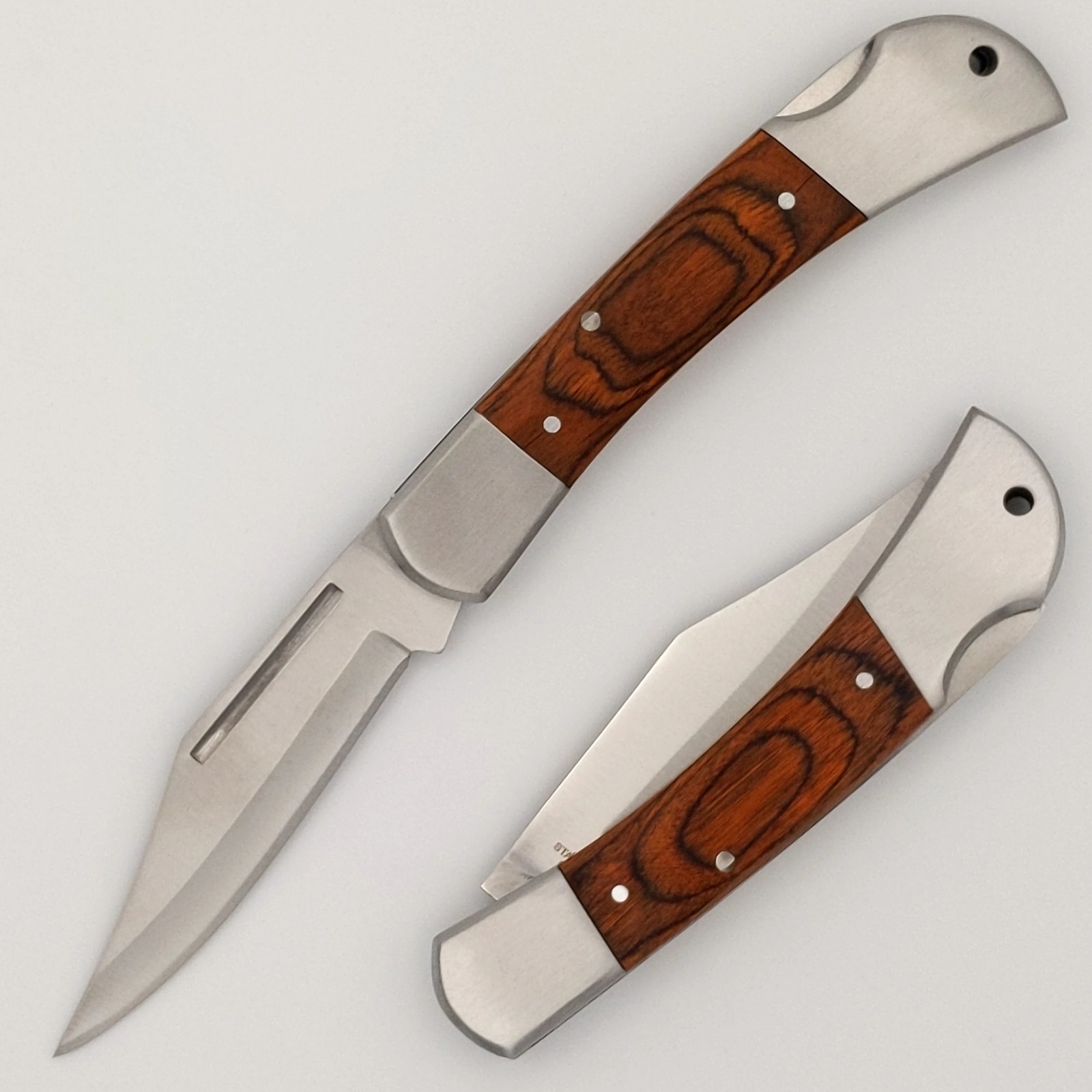 Pocket Knife | 4in Closed Stainless Steel Folding Blade Wood Handle Lockback EDC