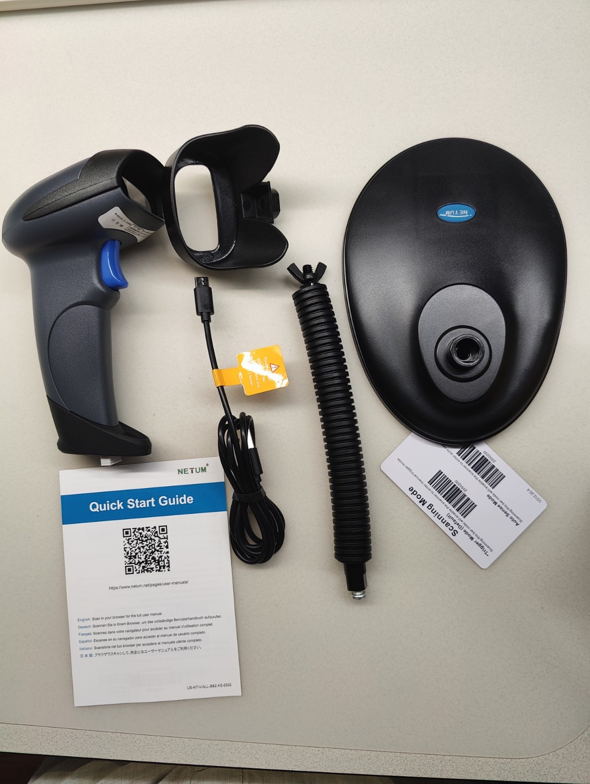 NETUM NT-M8 Wireless 2D QR Barcode Scanner w/Stand, Bluetooth, 2.4GHz, USB 2.0