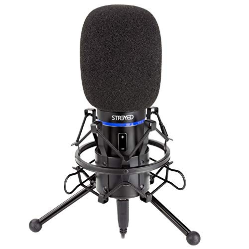 STRMD USB Microphone (Cardioid) Green Screen Shock Mount Tripod Scissor - Black