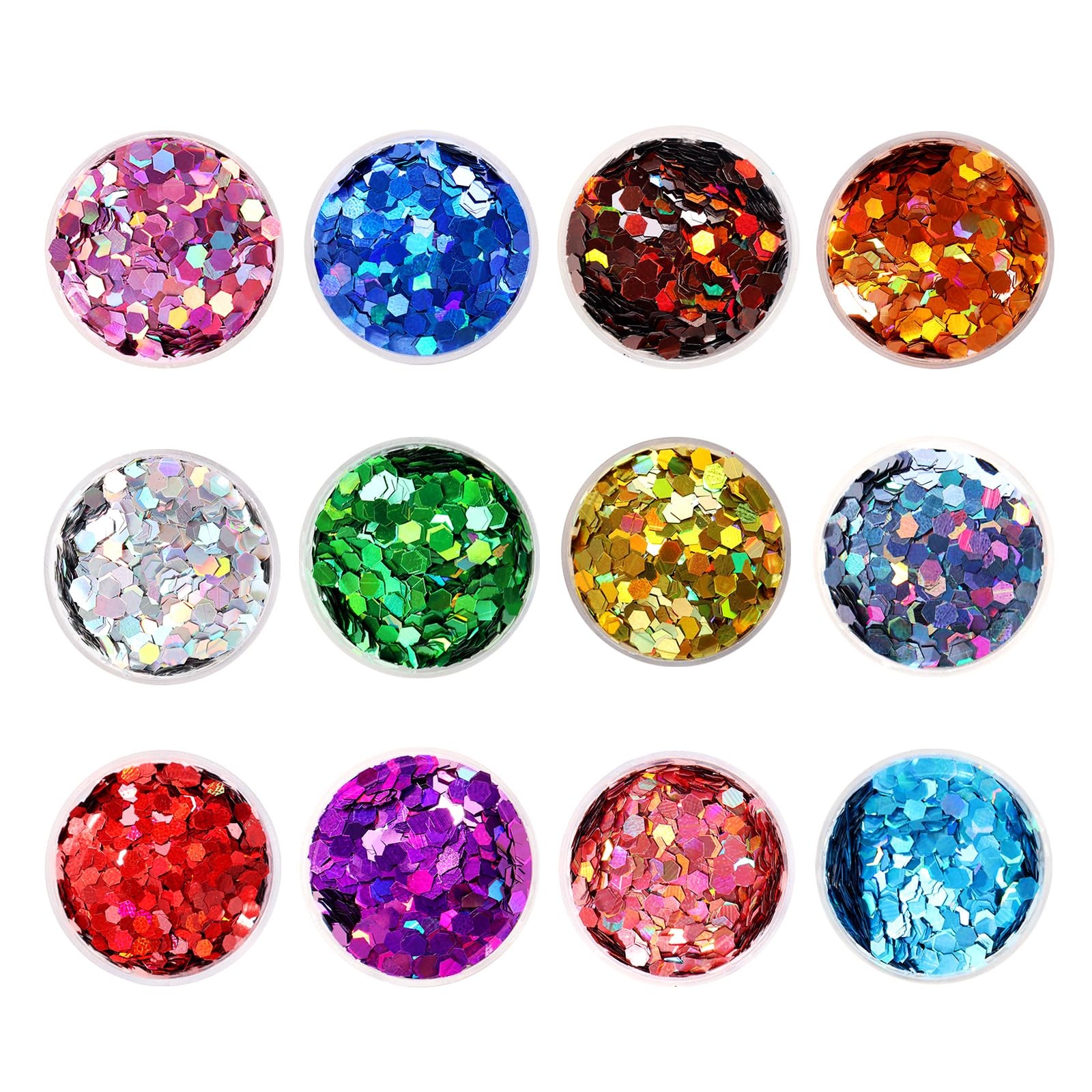 12 Assorted Colors 3mm Holographic Extra Chunky Hexagon Glitter Epoxy Resin