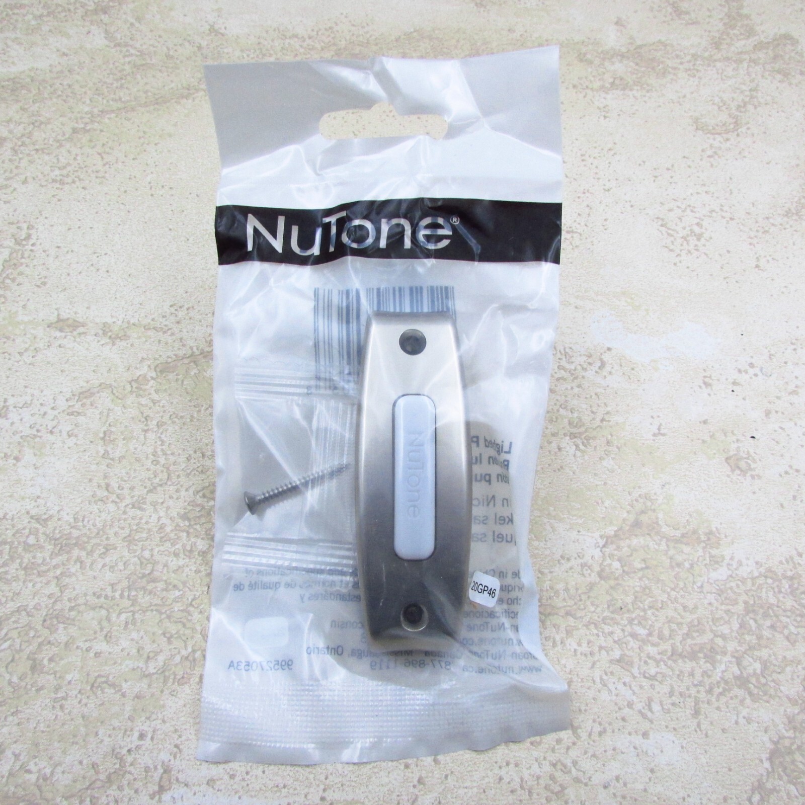 NuTone PB7LSN Wired Lighted Rectangular Satin Nickel Pushbutton Doorbell Button