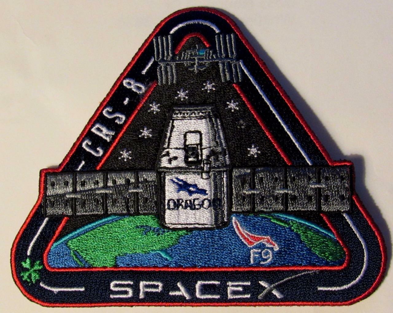 ORIGINAL CRS-8 SPACEX FALCON9 DRAGON SATELLITE VEHICLE SPACE MISSION PATCH