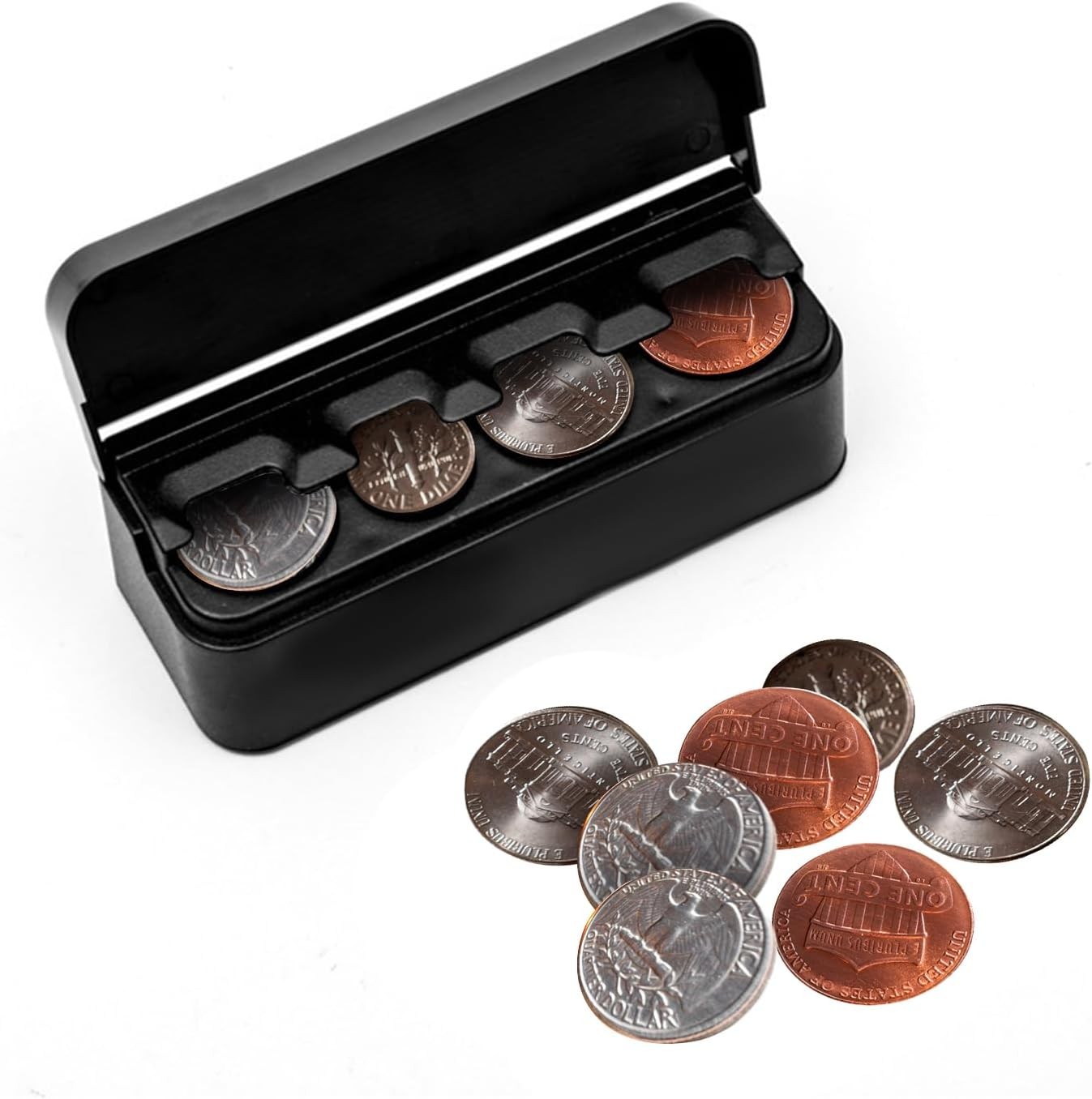 Mini Change Storage Box for Various Coin Sizes, Universal Portable Auto Money Or