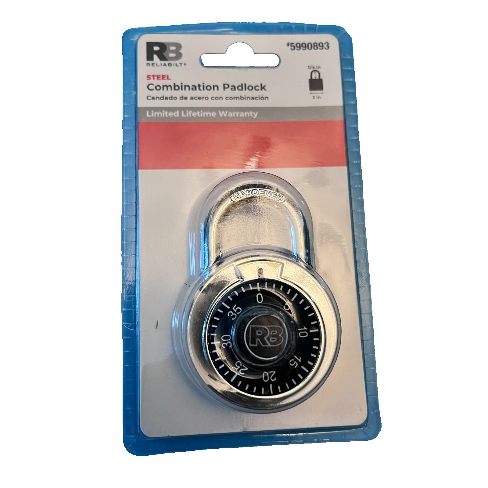 Brand-New Sealed Reliabilt Steel Combination Padlock 2-Inch