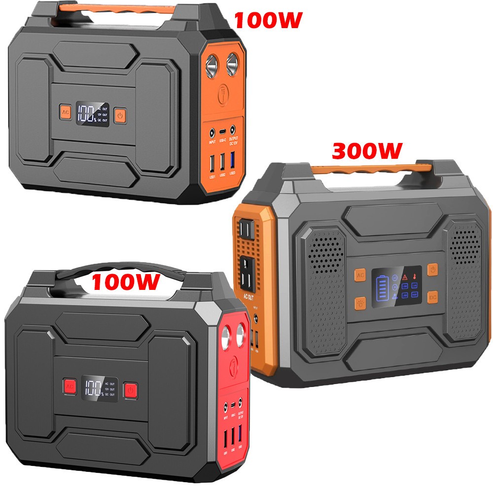 Portable Power Station 300W/100W 110V AC DC Solar Generator For Camping CPAP RV