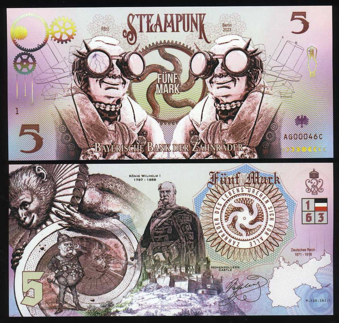 Steampunk, 5 Mark, Fantasy Polymer, 2023 Intriguing F