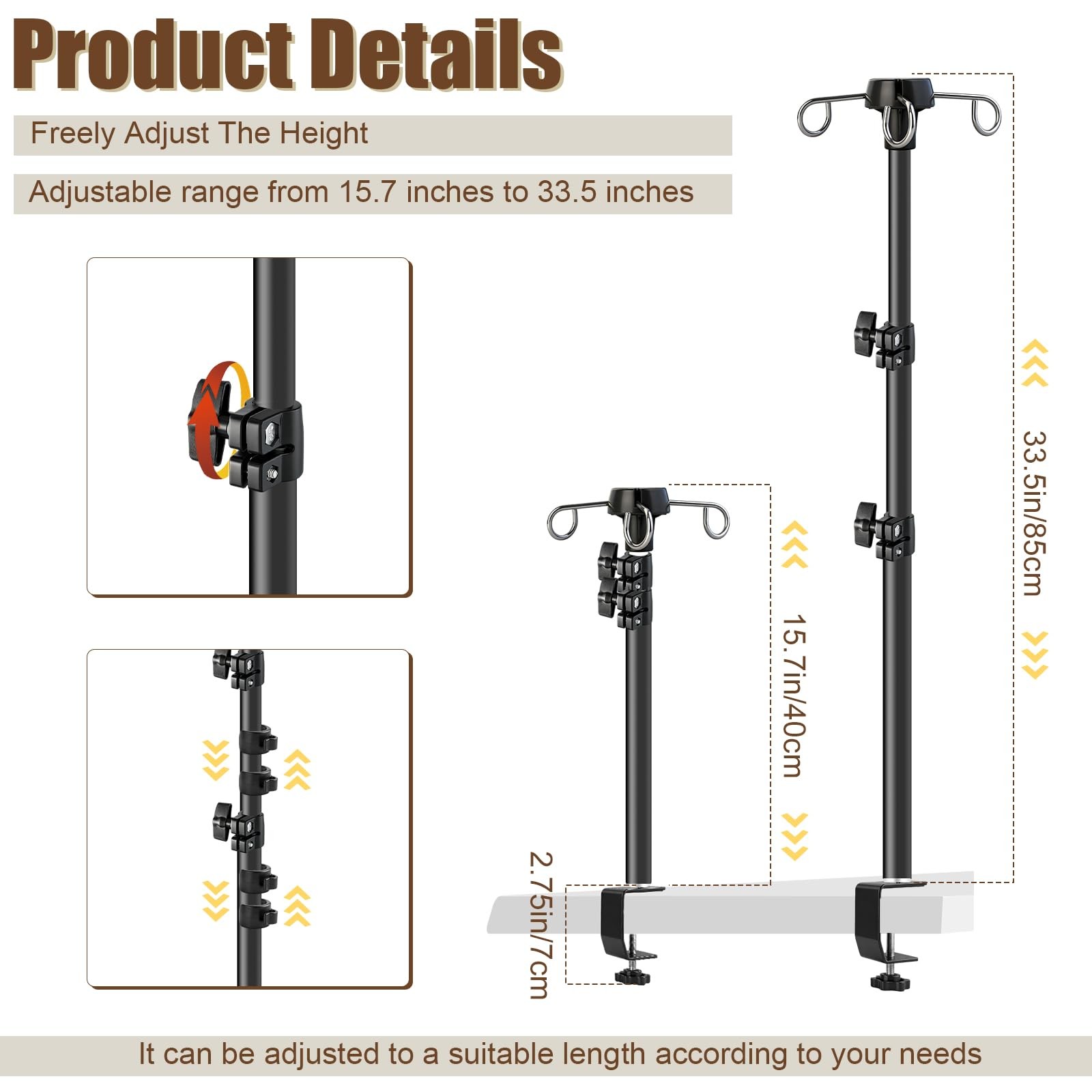 Rotary Tool Hanger Adjustable Flex Shaft Stand with Table Clamp, Height Adjus...