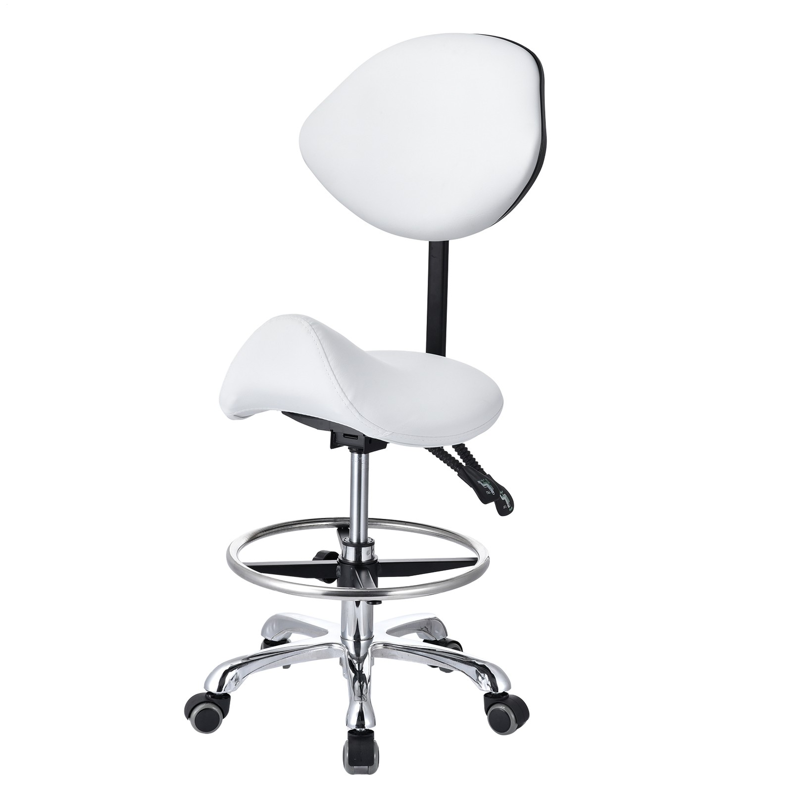 Adjustable Hydraulic Swivel Saddle Stool SPA Salon Rolling Chair With Backrest