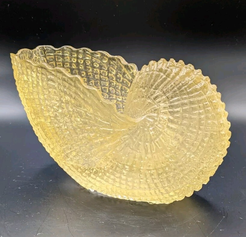 Nautilus Planter, Yellow Textured Lucite