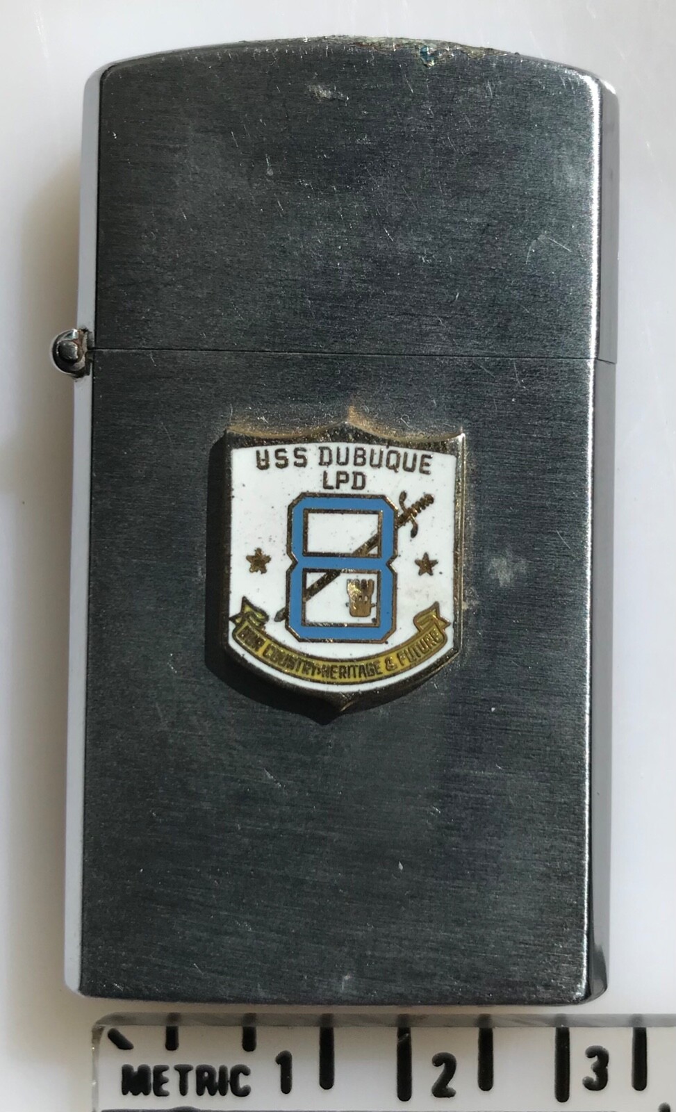 USS DUBUQUE Military LIGHTER US Navy LPD 8 Vintage Crest-Craft Japan