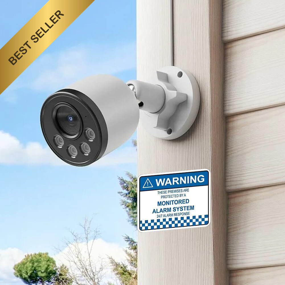 8 Pcs Security Alarm System Sign Waterproof Monitored Warning Sticker Decals