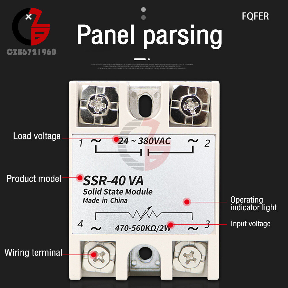 Solid State Relay Module with Knob Dial SSR-10VA SSR-25VA 40VA 60VA 80VA 100VA