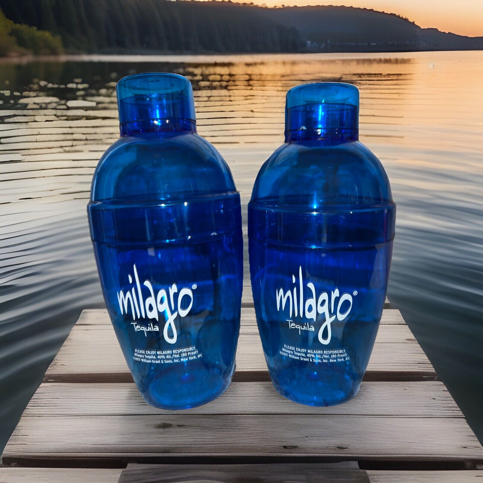 Milagro Tequila Personal Size Cocktail Shakers (set Of 2) 10oz Free Ship USA