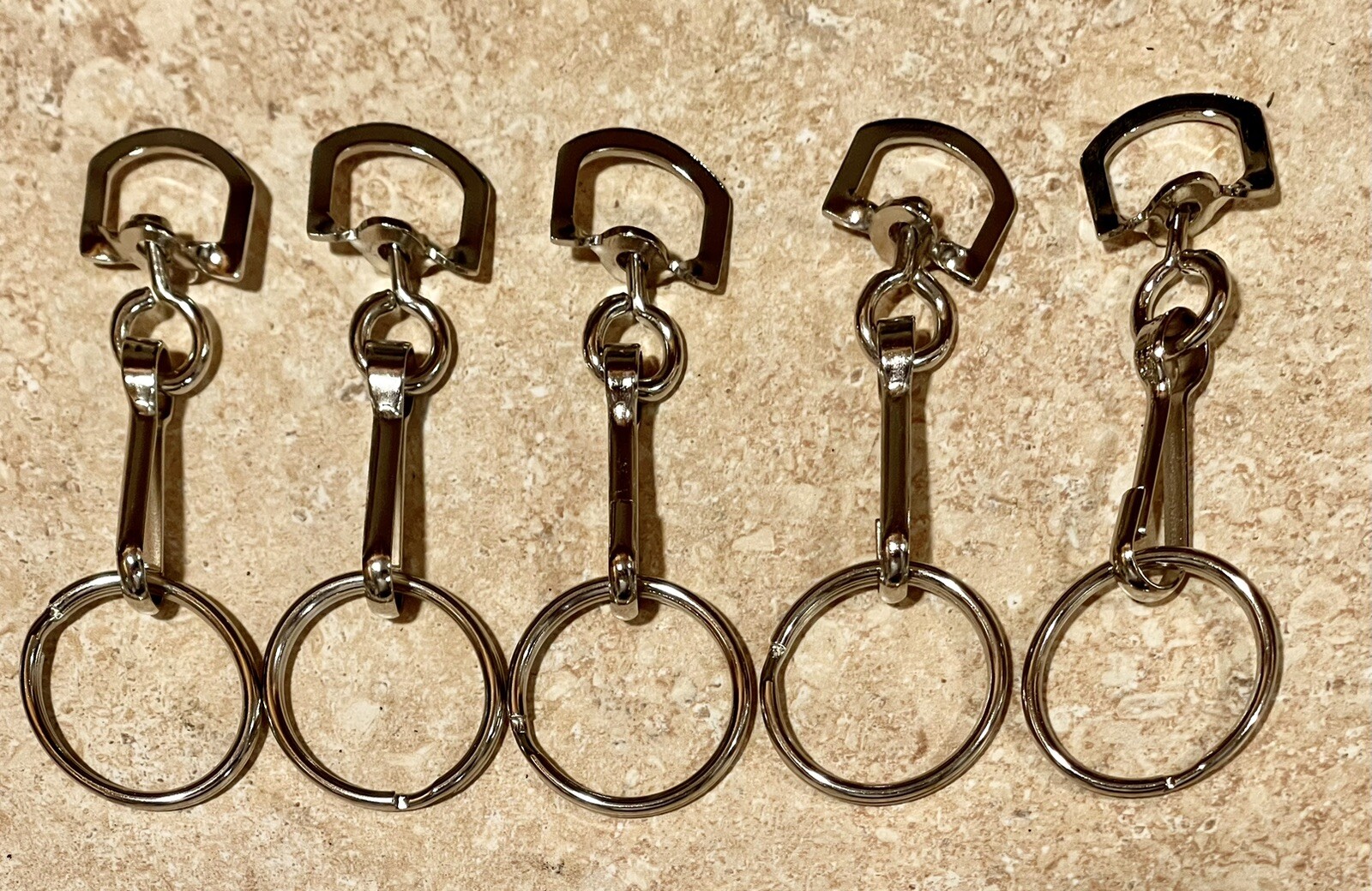 (5) pcs Stainless Steel Split Key Ring with Belt Clip and Toggle Connector  25mm