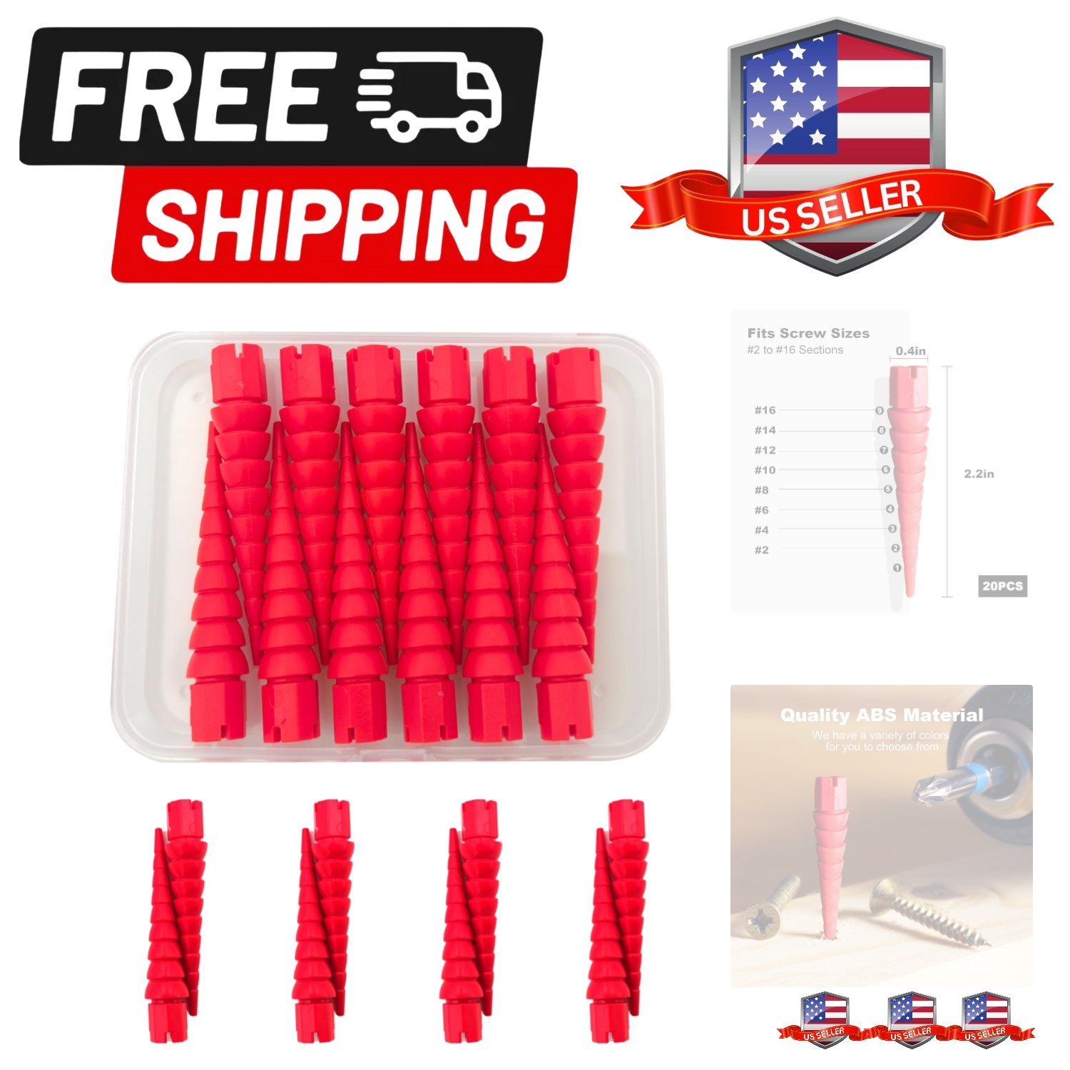 Red 12PCS Stripped Screw Hole Repair Anchor, Door Hinge Screw Hole Filler, Mu...