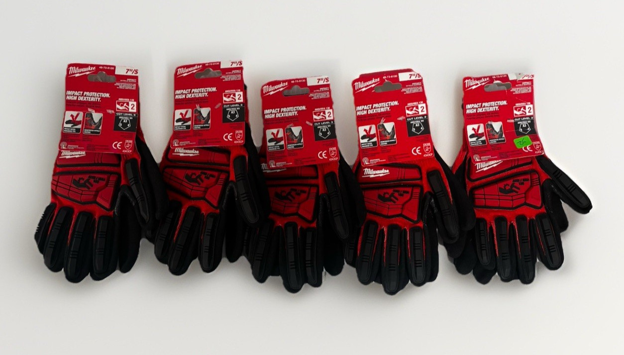 5-Pack Milwaukee Work Nitrile Gloves Small High Impact Cut Resistant Cutting 7"
