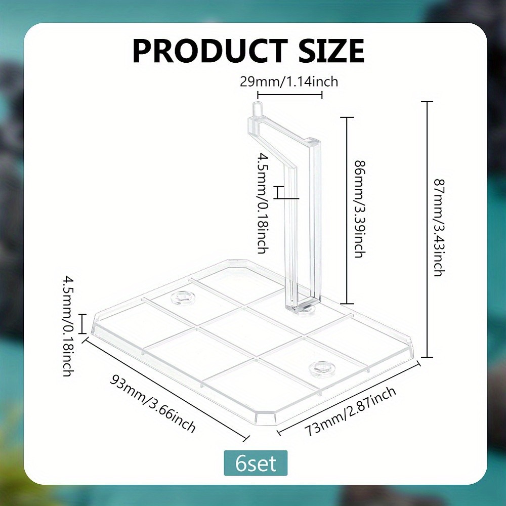 6sets Rectangle Plastic Stands Action Figures Display Holder for Connecting =