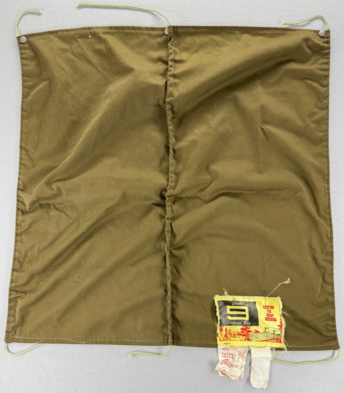 Vintage Army Cloud 9 Sleeping Bag Cover Green Military Polycron Fabric Case READ