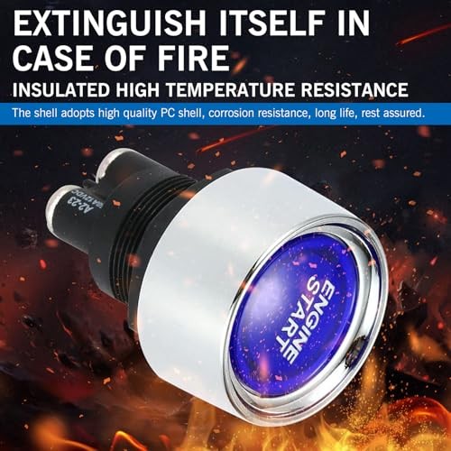 Car Engine Start Ignition Push Switch, 1.8" x 1.3" 12V 50A Keyless 1 PC Blue