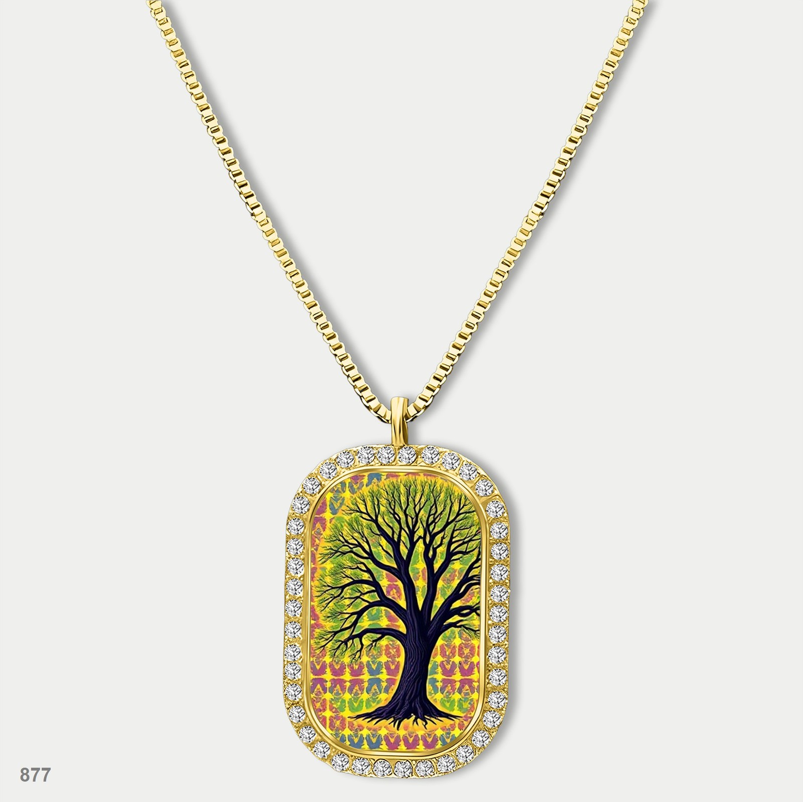 Stunning Colorful Tree of Life Pendant Necklace Chain Graphic Dog Tag Chain Gift