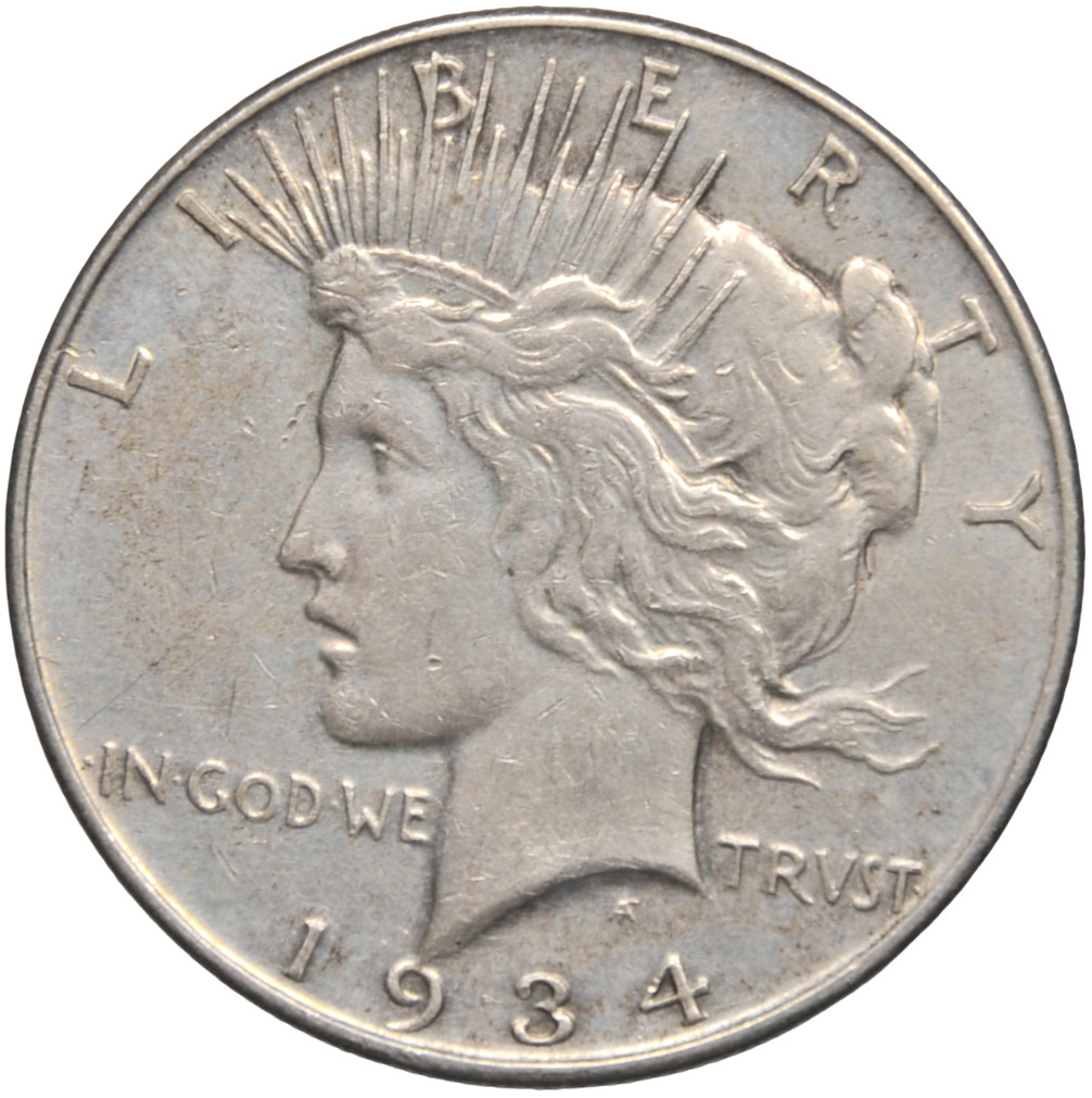 1934 P Peace Dollar Silver $1 AU SEMI KEY DATE