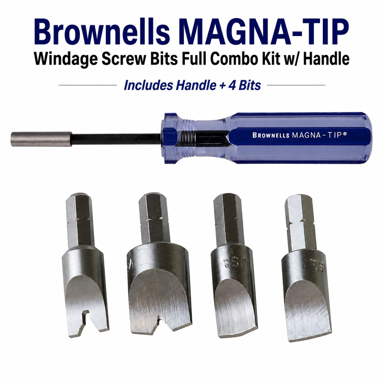 Brownells Magna-Tip Windage Screw Bits Full Combo Kit w/Handle