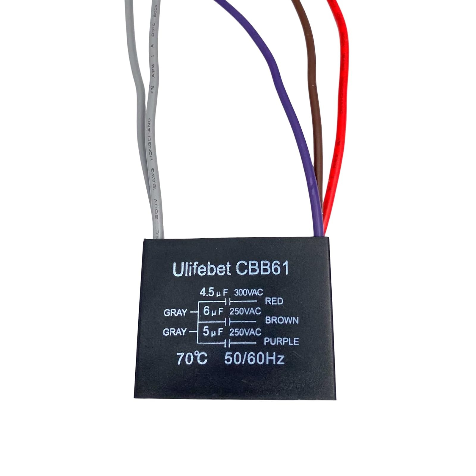 New CEILING FAN CAPACITOR CBB61 4.5+6+5uf 5 WIRE 250V