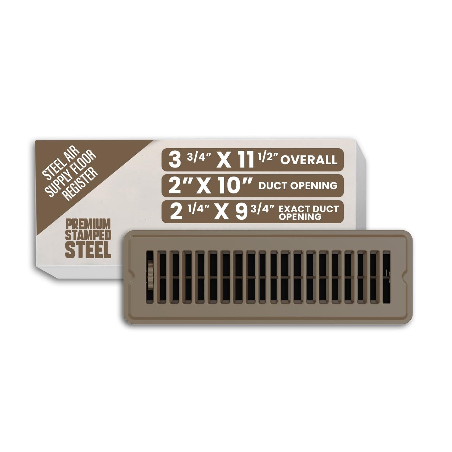 Floor Register 2x10 Inches, Heavy Duty Walkable Steel Floor Vents, Ease Adjus...