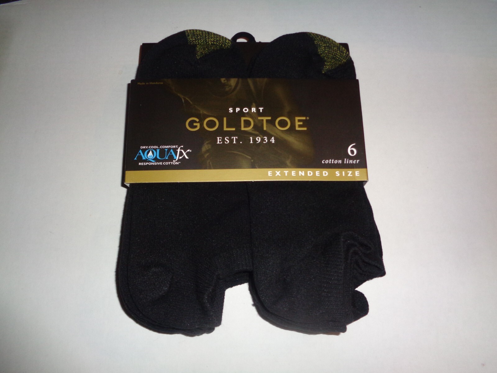GoldToe Sport Cotton AQUAFX No Show Socks Black 6-Pair Men's Extended Size 12-16