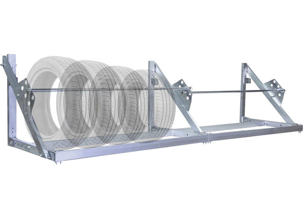 Extreme Max 5001.6464 Wall-Mount Aluminum Fold-Up Tire Rack - 8', Silver
