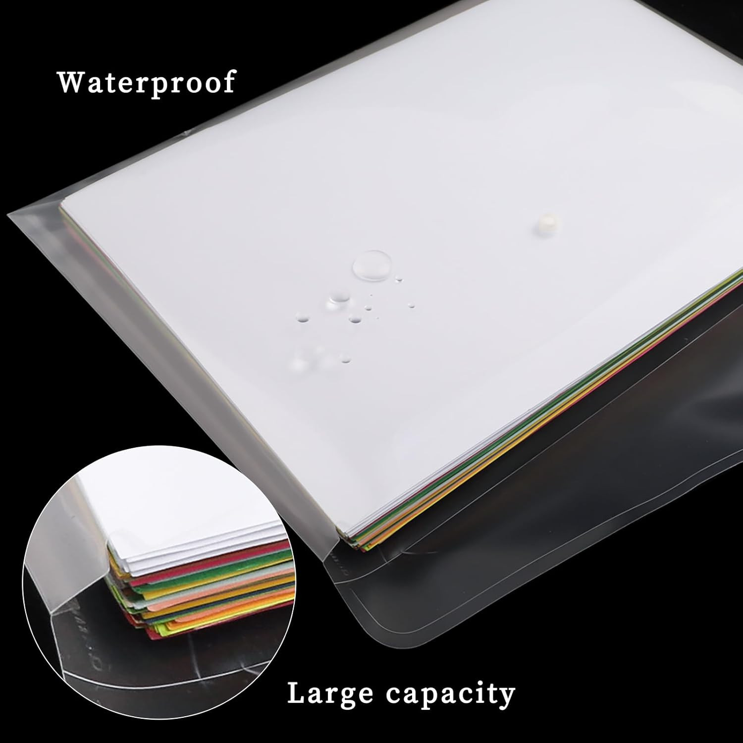50Pcs Plastic Envelopes with Button Snap Closure, Clear Poly Folders for
