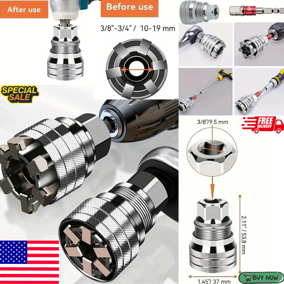 10-19mm Universal Socket Tool Adjustable Multifunction Wrench Sleeve Adapter Kit