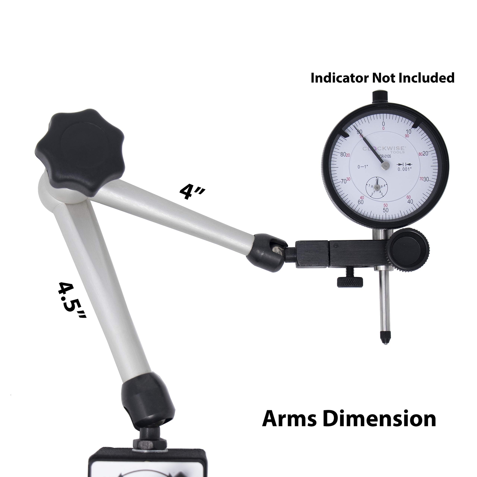 Adjustable Magnetic Base Dial Indicator Holder, 176Lbs/80Kg Max Pull