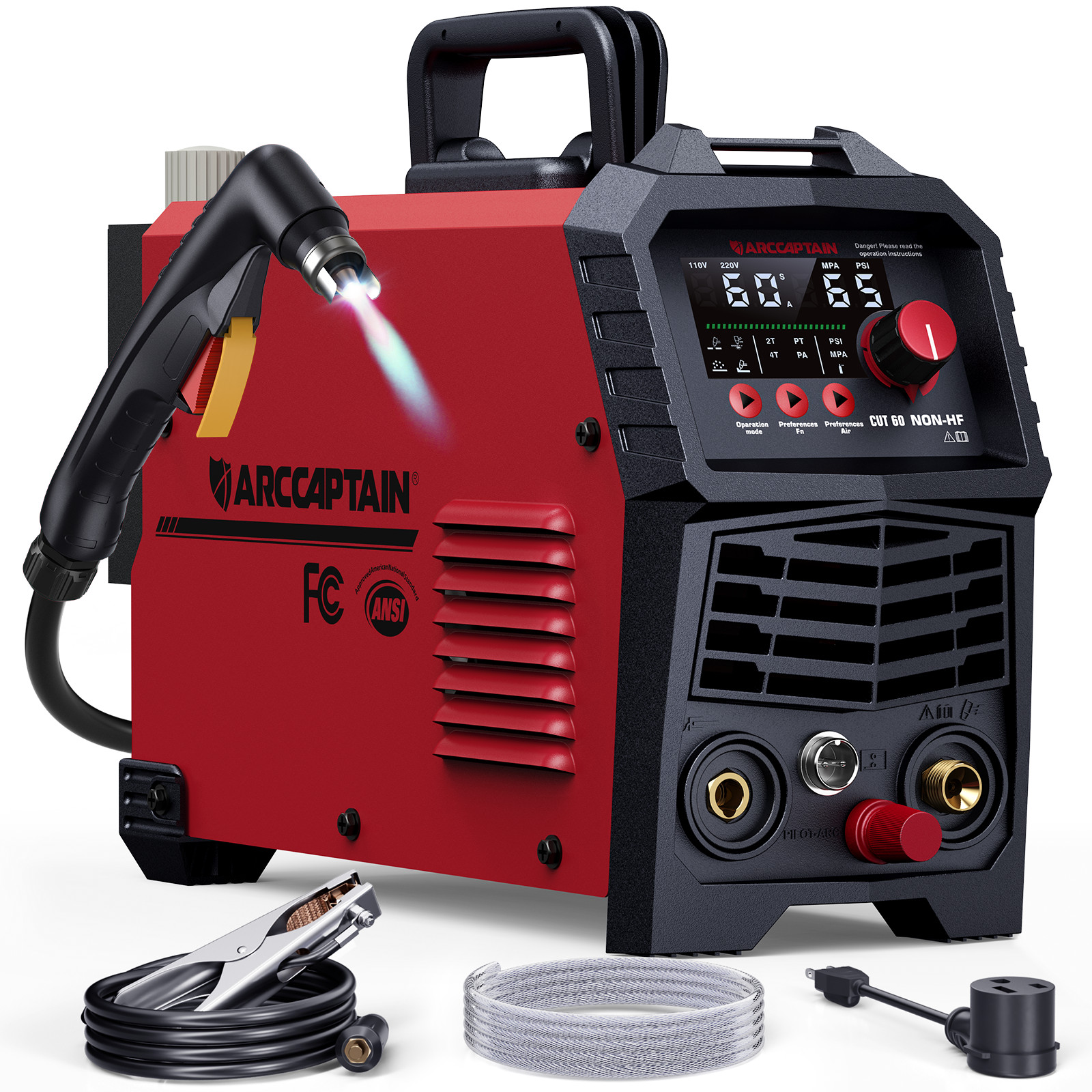ARCCAPTAIN CUT60 Non-HF Plasma Cutter 60A Pilot Arc Blowback Cutting Machine LED