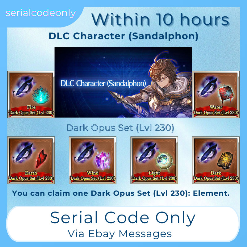 Granblue Fantasy Versus Rising DLC  Dark Opus Set Lvl 230 Sandalphon Serial Code