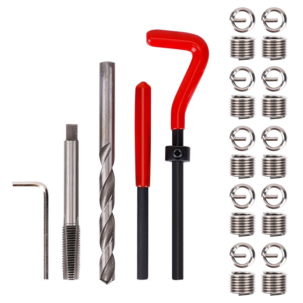 25PCS M8 x 1.25 Metric Thread Repair Install Tool Insert Kit M8 Helicoil Coil US
