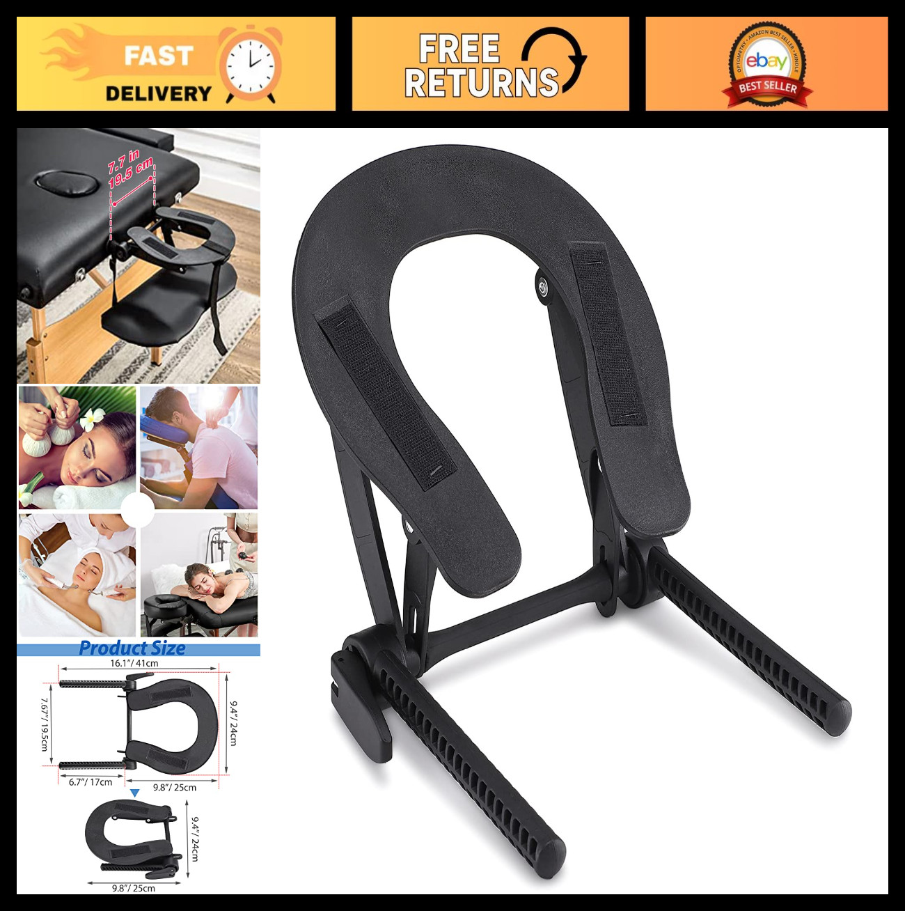 Adjustable Face Cradle for Massage Table - Durable Aluminum Headrest for Spa & T