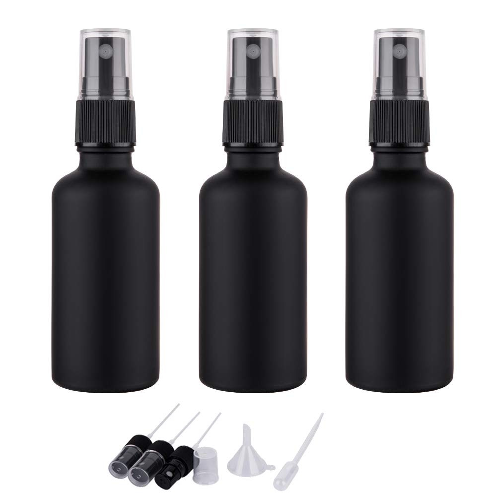 2oz Small Glass Essential Oils Spray Bottles, Fine Mist Frosted Black Spray B...
