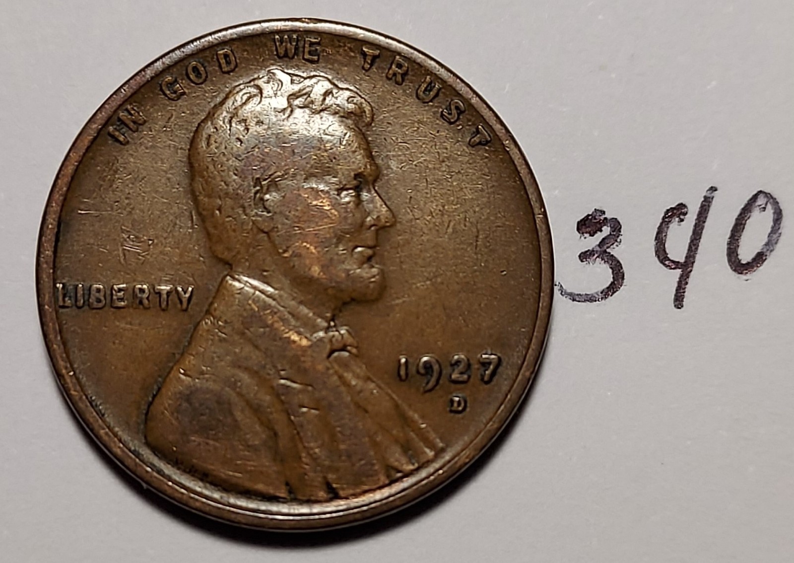 1927-D Lincoln Wheat Cent     FINE    #340