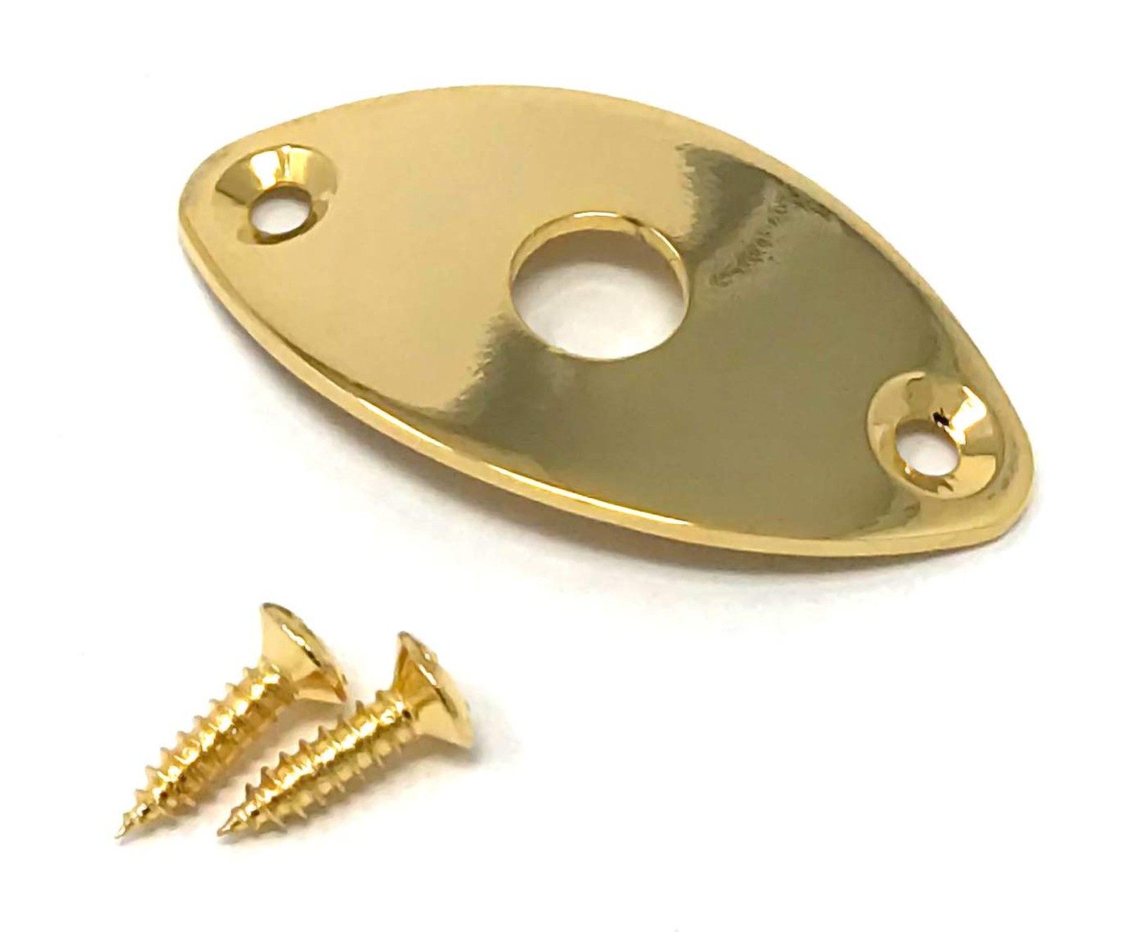 Gold Oval Jack Plate for Guitar and Bass with Screws Curved Metal Football Sh...