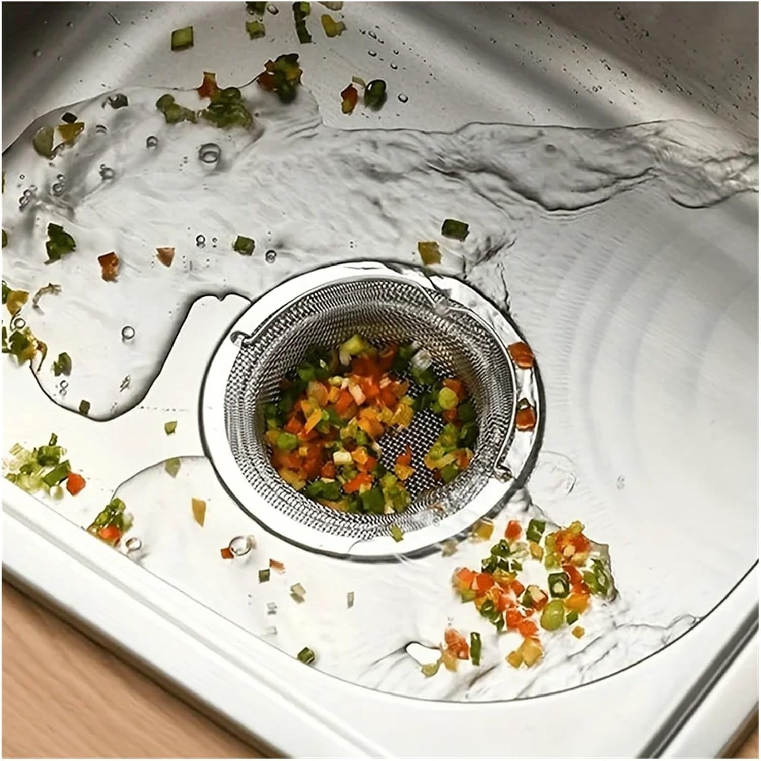 Kitchen Sink Strainer Large Wide Rim 4.5" Stainless Steel Mesh Drain Filter