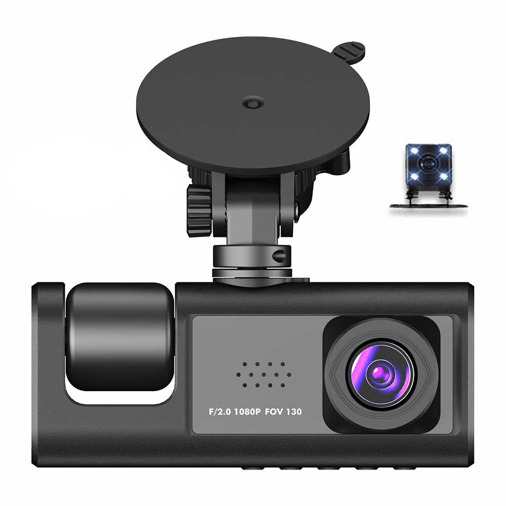 2in 1080P Dash Cam Car DVR Front Rear Inside Camera Night Vision Loop Recording