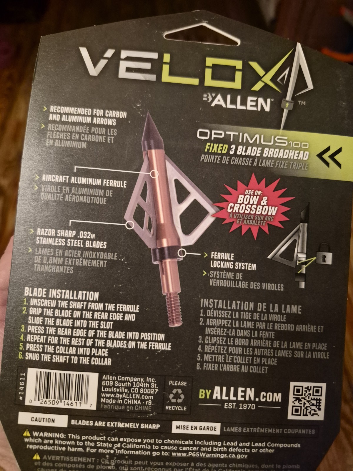 Allen Velox BALLISTIC SS Broadhead 14690